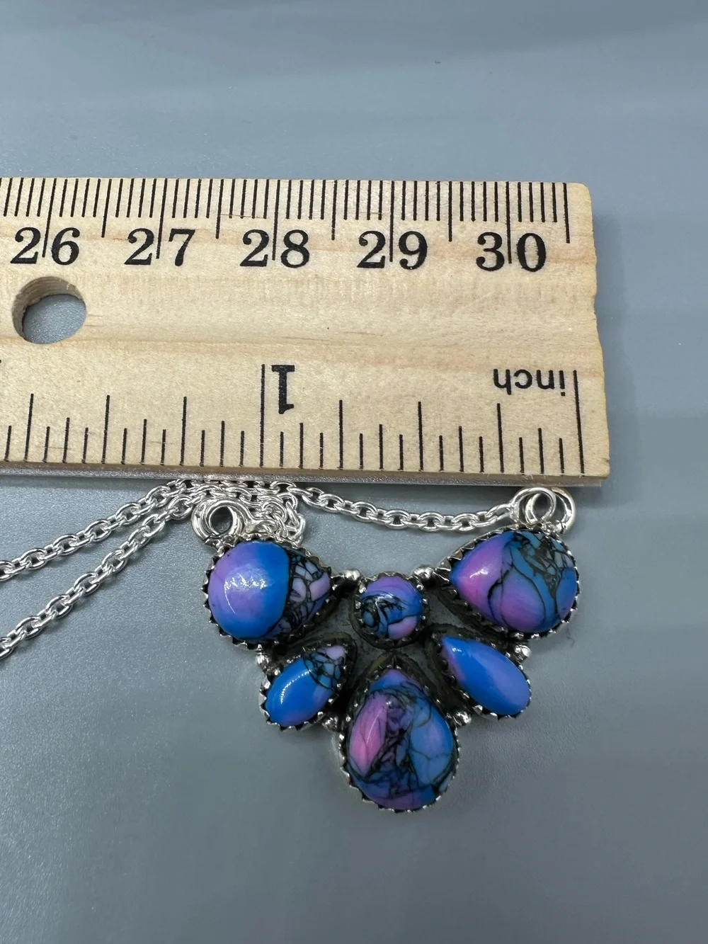Monarch Dahlia Turquoise 925 Sterling Silver Pendant Cluster Necklace